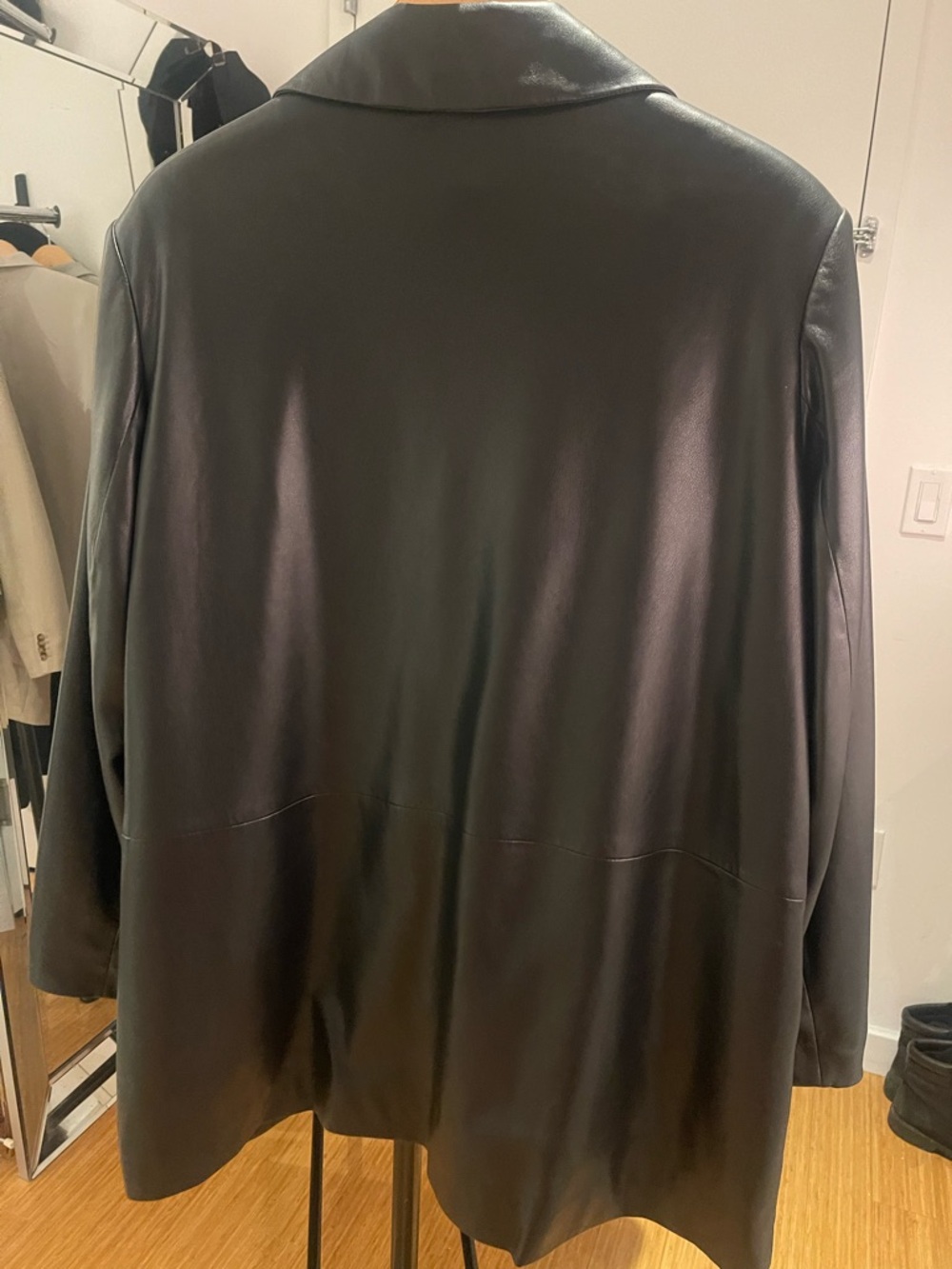 Abercrombie & Fitch Black Faux Leather Blazer Jacket - Picture 2 of 3